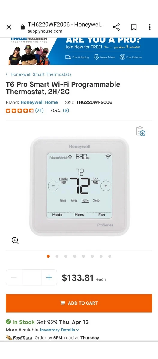 Honeywell T6 Pro Smart Programmable Thermostat Installation, 43 OFF