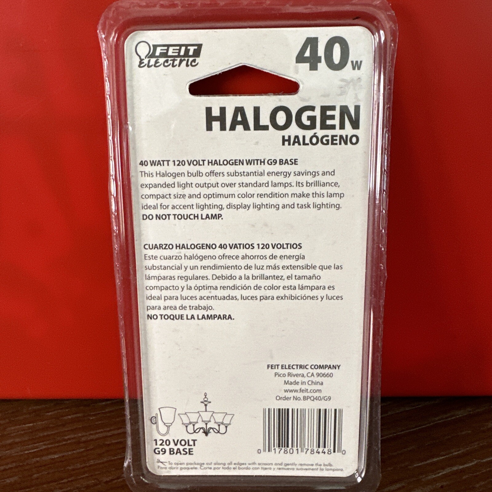 40 Watt Halogen LED Bulb G9 Base 120 Volt  Single Pack Feit Electric Free S/H