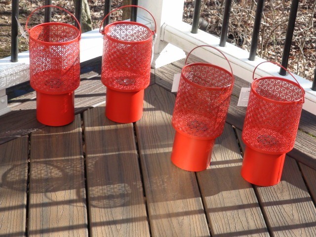 Set of 4 HD Design Outdoor Solar Lights Red Metal Sheer 10,5in X 5,5 in