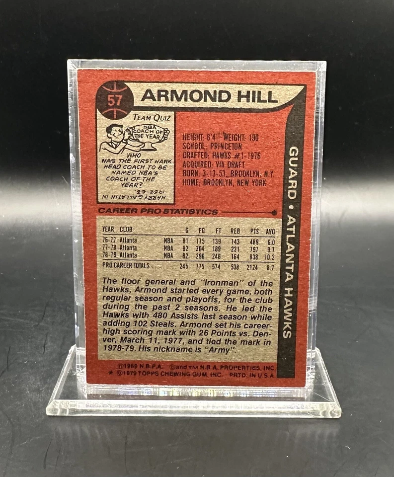 1979-80 TOPPS ARMOND HILL #57 ATLANTA HAWKS - Image 2 of 2