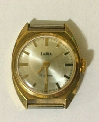 WATCH ZARYA AU10 17 JEWELS USSR SOVIET WOMEN GOLD PLATED SERVICED