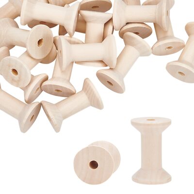 20PCS Wooden Empty Spool Empty Thread Spools 1.2  x 2  Natural Wire Weaving B...