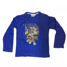 TARTARUGHE NINJA maglia maniche lunghe in cotone blu con stampa varie taglie