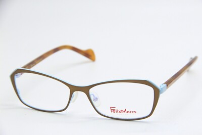 NEW FELIX MARCS FM 13C1 BRONZE BROWN BLUE AUTHENTIC EYEGLASSES 52-15