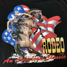 Rodeo An American Classic Airwaves Vintage T Shirt Black Large Western Cowboy