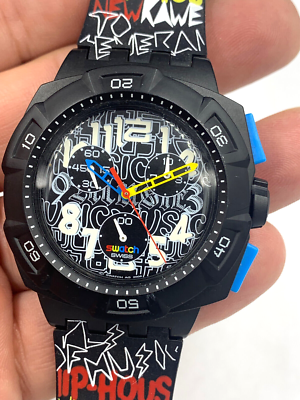 Swatch Watch Chronograph BOOM THE LYRICS SUIB101 42.5mm Quartz 