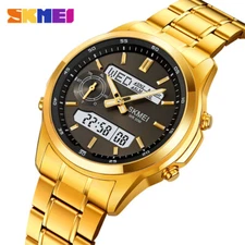 SKMEI Men Quartz Watch LED Calendar Display Digital Wristwatch Male Steel Watch