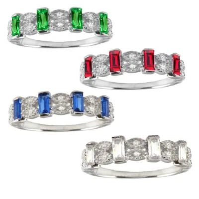 Bague En Argent Sterling Avec Des Pierres CZ Claires Et Colorées - Photo 1/2