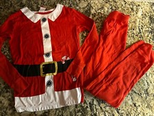 Boys Kids christmas Santa Red pajamas 2 Piece Cotton Pants Shirt Medium Size 12