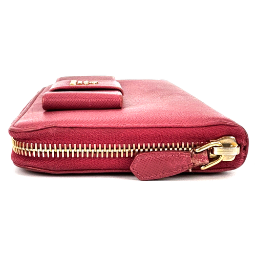 PRADA Zip Around Long Wallet Fiocco Ribbon Saffiano Leather Deep Pink #A321 - Picture 17 of 24
