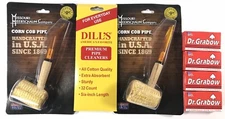 Missouri Meerschaum BENT STRAIGHT Corn Cob Pipe & Dills Cleaners & Grabow Filter