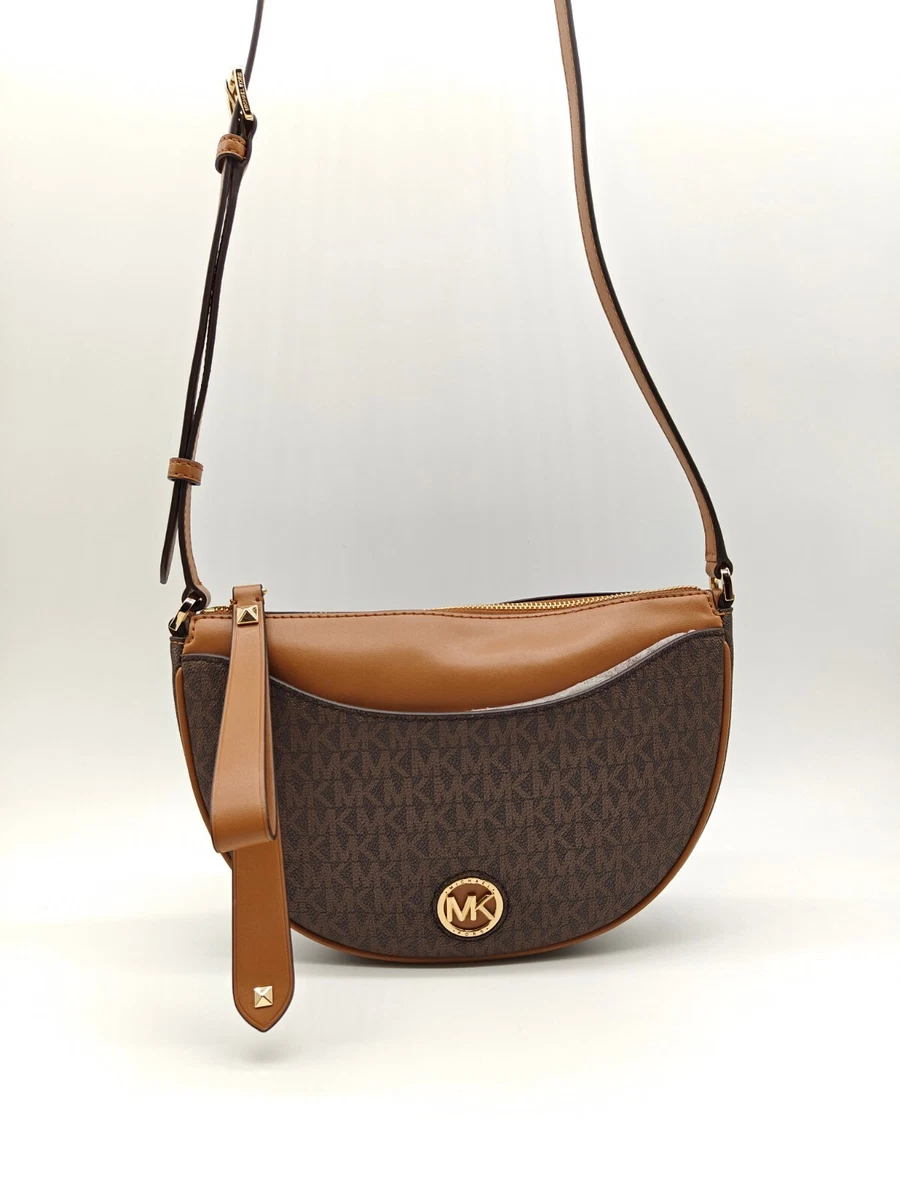 MICHAEL KORS Dover Half Moon Signature logo coated canvas medium 