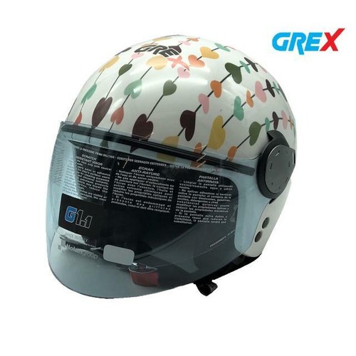 CASCO MOTO JET BAMBINA IN POLICARBONATO GREX G1.1 ARTWORK LOVE 47 BIANCO  LUCIDO | eBay
