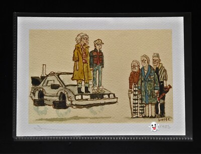 Scott C Back To The Future Signed Art Print Poster Michael J Fox DeLorean Mondo