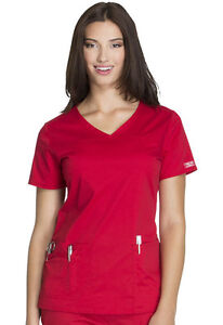 Cherokee Scrubs 4700 V Neck Scrub Top Red by Workwear free shipping.