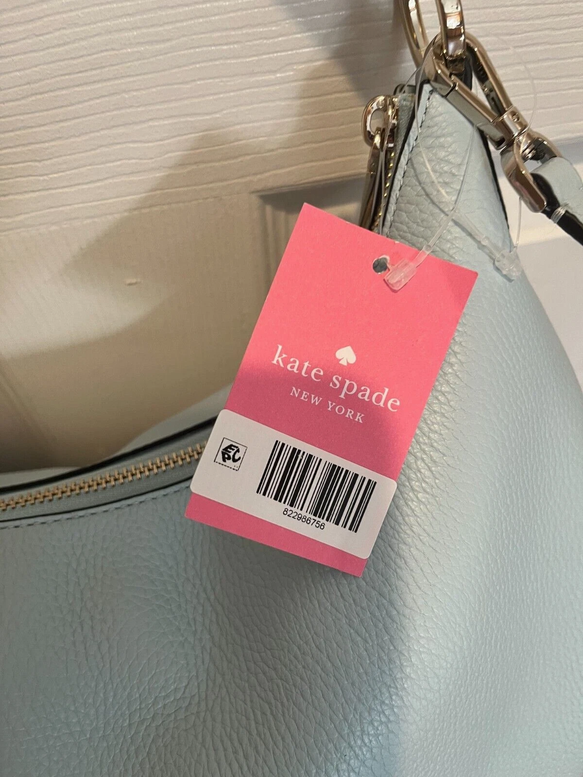 Borsa a tracolla Kate Spade Weston in pelle "Frosty sky" blu nuova con etichetta