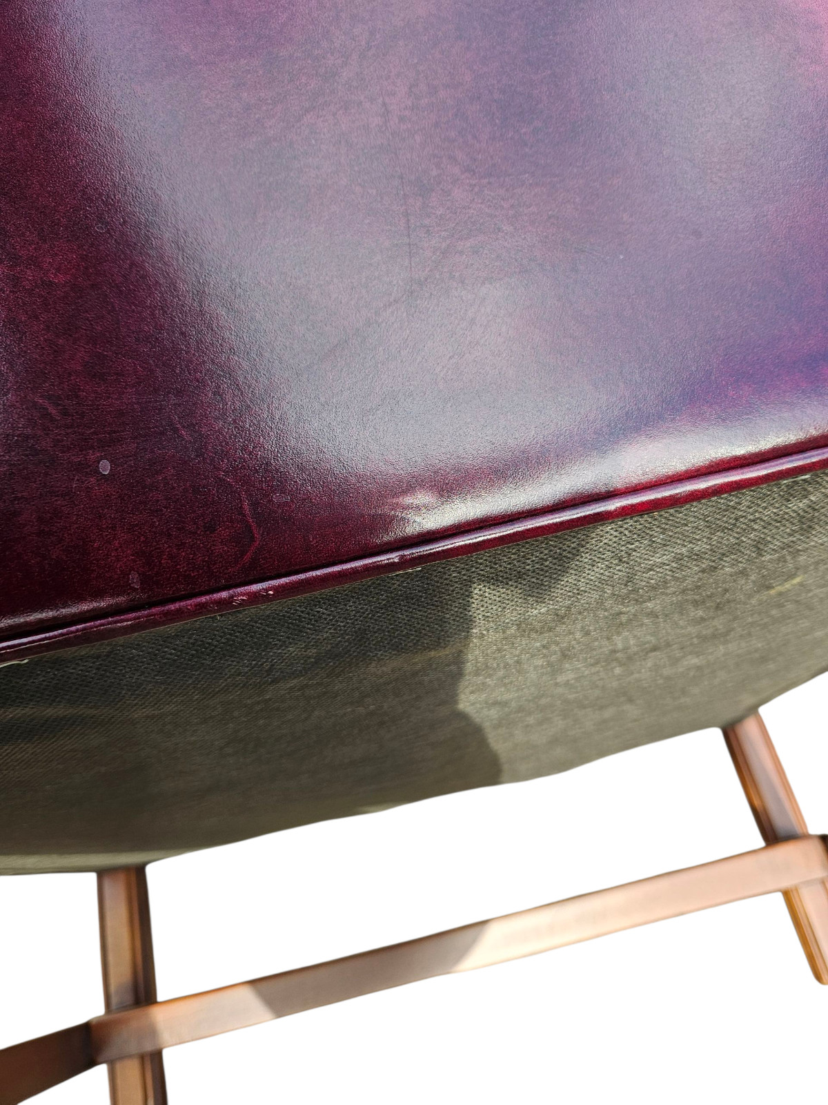 Ethan Allen Georgian Court Leather Wing Chair Vintage Chesterfield Oxblood