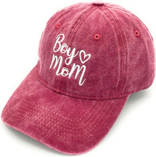 Boy Mom Hat for Women, Embroidered Washed Cotton Baseball Mama Cap, Adjustabl...