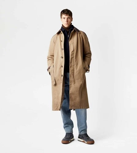Authentic Tods Mens Trench Coat with Leather Inserts Beige 52 IT 42 UK XL £2,895 image 3