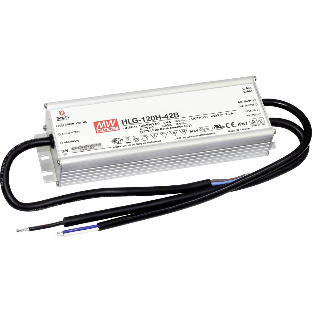 Driver LED MW Mean Well HLG-120H-12B 12V 10A transformateur étanche IP67 pour éclairage extérieur
