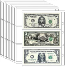 10 Sheets Paper Money Collection Supplies Pages, Currency Collecting Book Album 