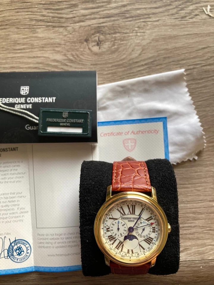 Reloj Frederique Constant Business Timer dorado fase lunar para hombre - FC-270X4P4/5/6 Foto 4 de 4