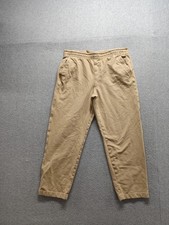 Uniqlo Boys Pant L Beige Pull On Elastic Waist Drawstring Pockets Stretch Casual