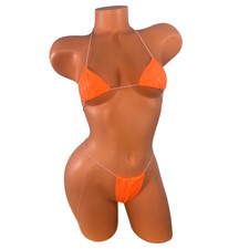 Mini Bikini One Size extreme micro coverage Neon Orange baby pink string