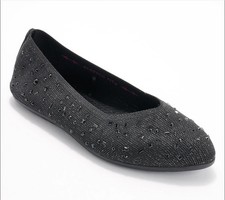 Skechers Cleo 2.0 Size 8 Recycled Vegan Sparkle Gems Flats Dazzling Daze Black
