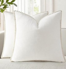 Spring Chenille Soft Cozy Throw Pillow 20" x 20" Pack of 2 Cream White