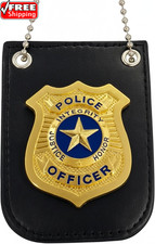 Police Badge with Chain and Belt Clip, Detective Role Play Costume Accessory, Go