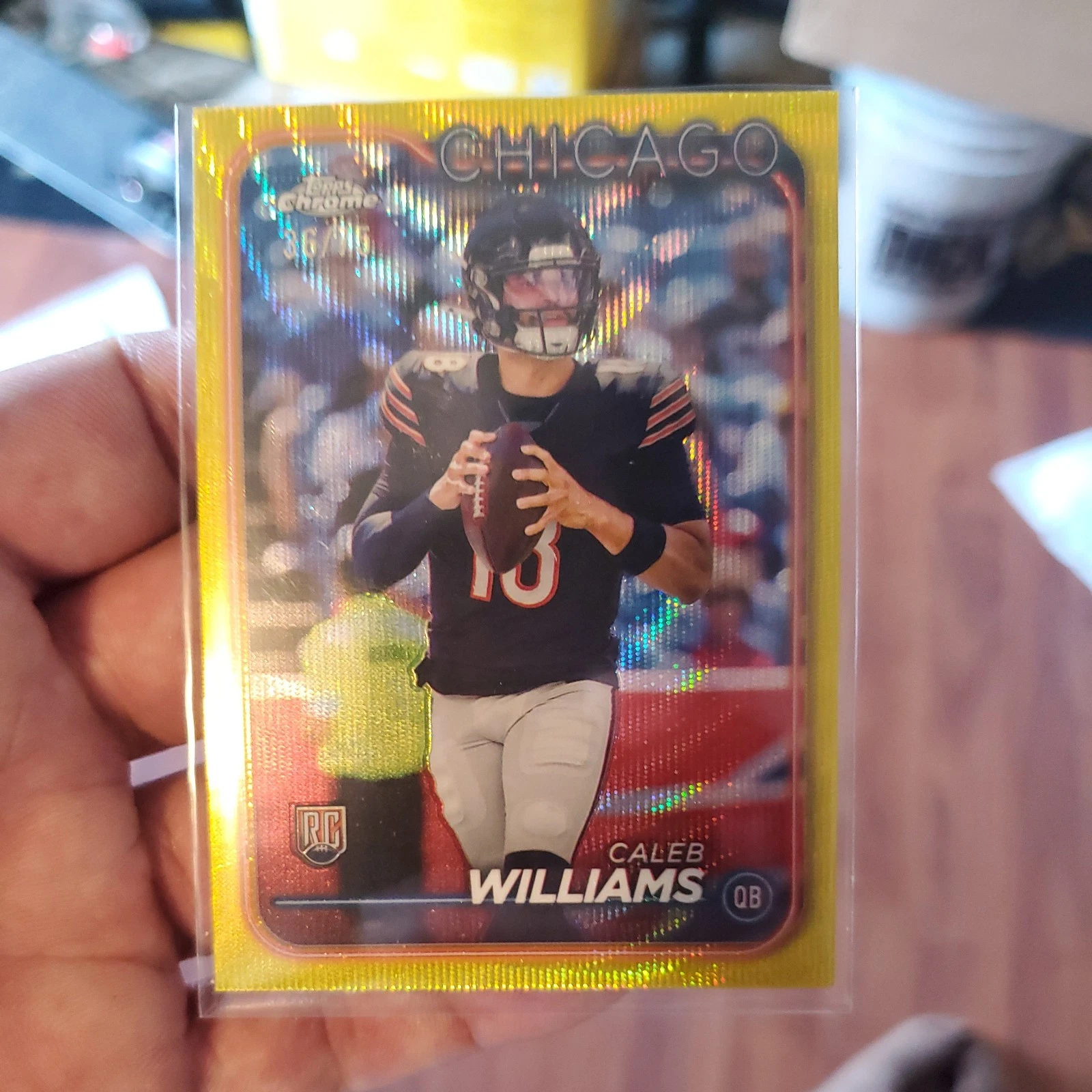 2024 Topps Chrome Caleb Williams #202 Yellow Wave Refractor Rookie RC 36/75