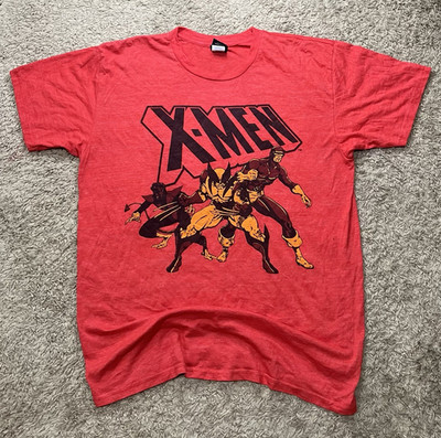 2012 Marvel X-Men Graphic T Shirt Wolverine Cyclops Nightcrawler Red Size L