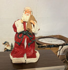 Santa Claus Fabric Christmas Figurine Red Robe Green Rope Belt 3D Effect — photo 1