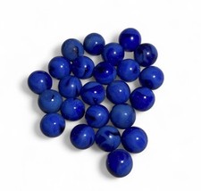 Lot of 24 Cobalt Blue Swirl Glass Marbles   5/8" 16mm Standard Player Size