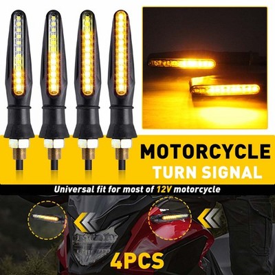 Motorcycle LED Front Rear Blinker Turn Signals Waterproof Sequential Flowing New