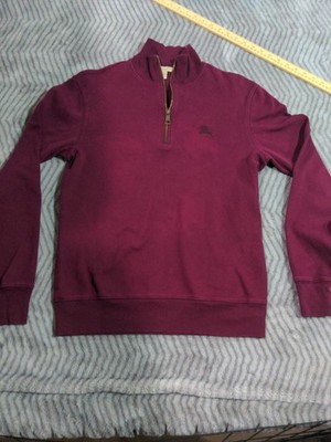 Burberry Brit Burgundy/Red Zip 100% Wool Pullover Sweater Small