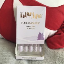 Lavender W/ Silver Glitter Accents, Short Square, Shiny, Pastel Press On Nails