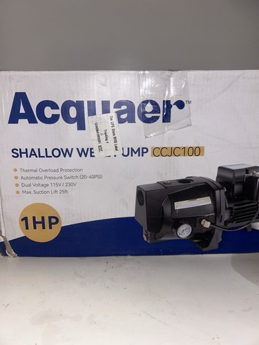 Acquaer CCJC100 1HP Shallow Well Jet Pump, Cast Iron, Well Depth Up to 25ft