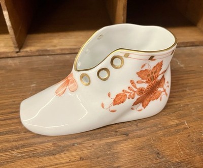 Vintage Herend Hungary Porcelain baby Shoe - Chinese Bouquet Rust Pattern