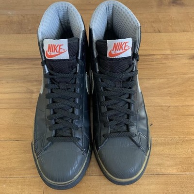 Nike Blazer Premium Mid Top Lace-Up Sneakers Black/White Swoosh 312457-002