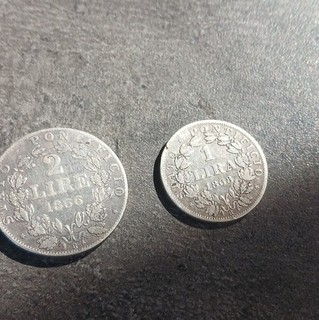 Vatican lot 2 pièces 2 Lire 1 Lira 1866 Argent Région Europe Pays Vatican