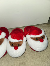 The Children's Place Santa Claus Red/White Slip-On Slippers Faux Fur Trim Sz 1/2
