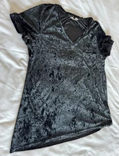 Spring & Mercer Crushed Velvet Legging Tee Tunic Sz XL Black Stretch Whimsigoth