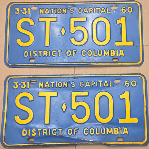 District of Columbia License Plate ST-501 "Nation's Capital" Collectible