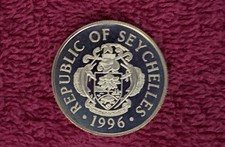 1996 SEYCHELLES 10 RUPEES; 10g 0.50 SILVER PROOF OLYMPIC GAMES CYCLIST 1996
