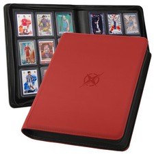 Top Loader Binder, Card Binder 9 Pocket Album Holds 288 3x4" 3X4 Inches, Red
