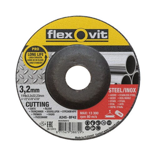 25 Disques De Coupe Norton Flexovit – 115x3,2x22,23 Mm, Pour Métal Et Inox