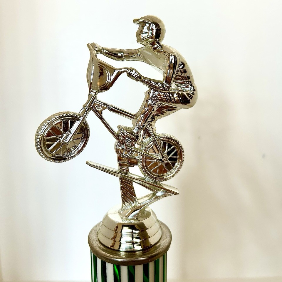 VTG BMX Bike Trophy, Green And White Stripe, And Marble Base. 1990’s | eBay