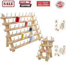 60 Spools  12 Spools Wooden Thread Rack/Thread Holder Organizer with Hanging...